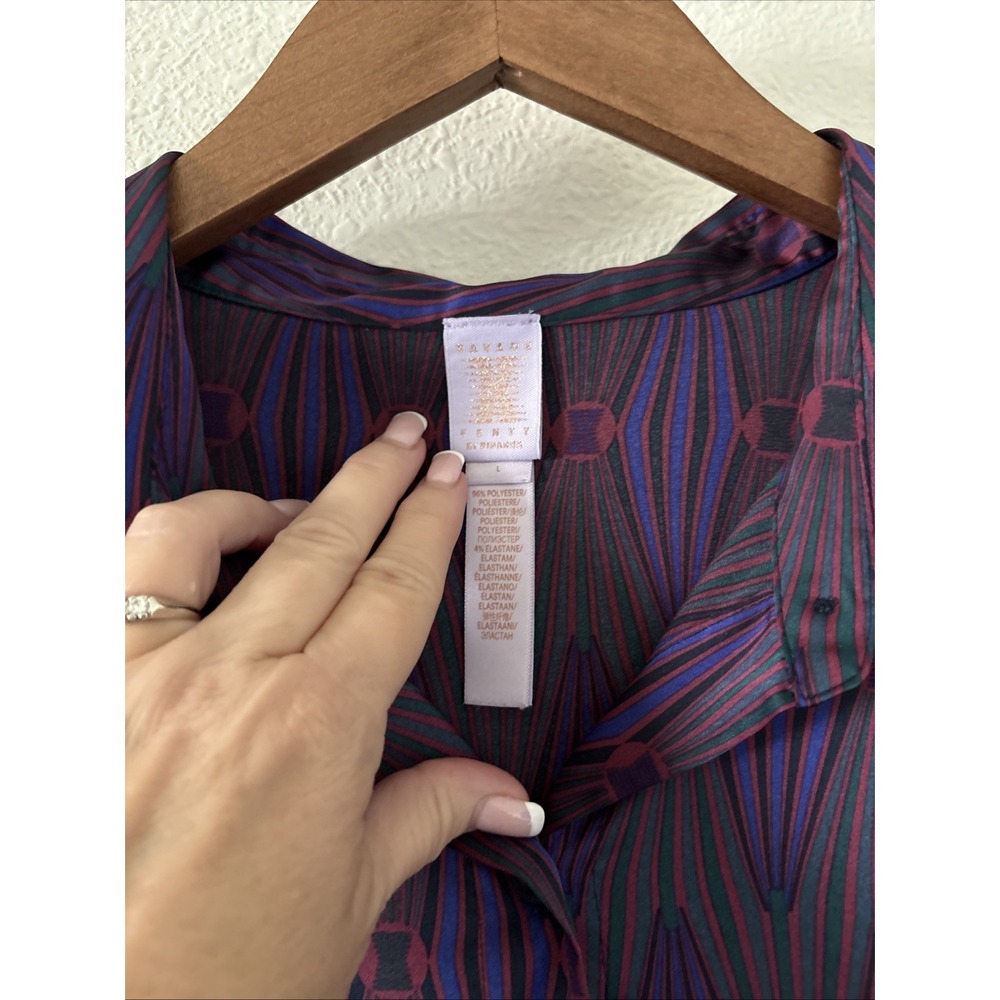 Savage X Fenty Rihanna Purple Geometric Diamond Print Loungewear Top PJ Large - Picture 2 of 9